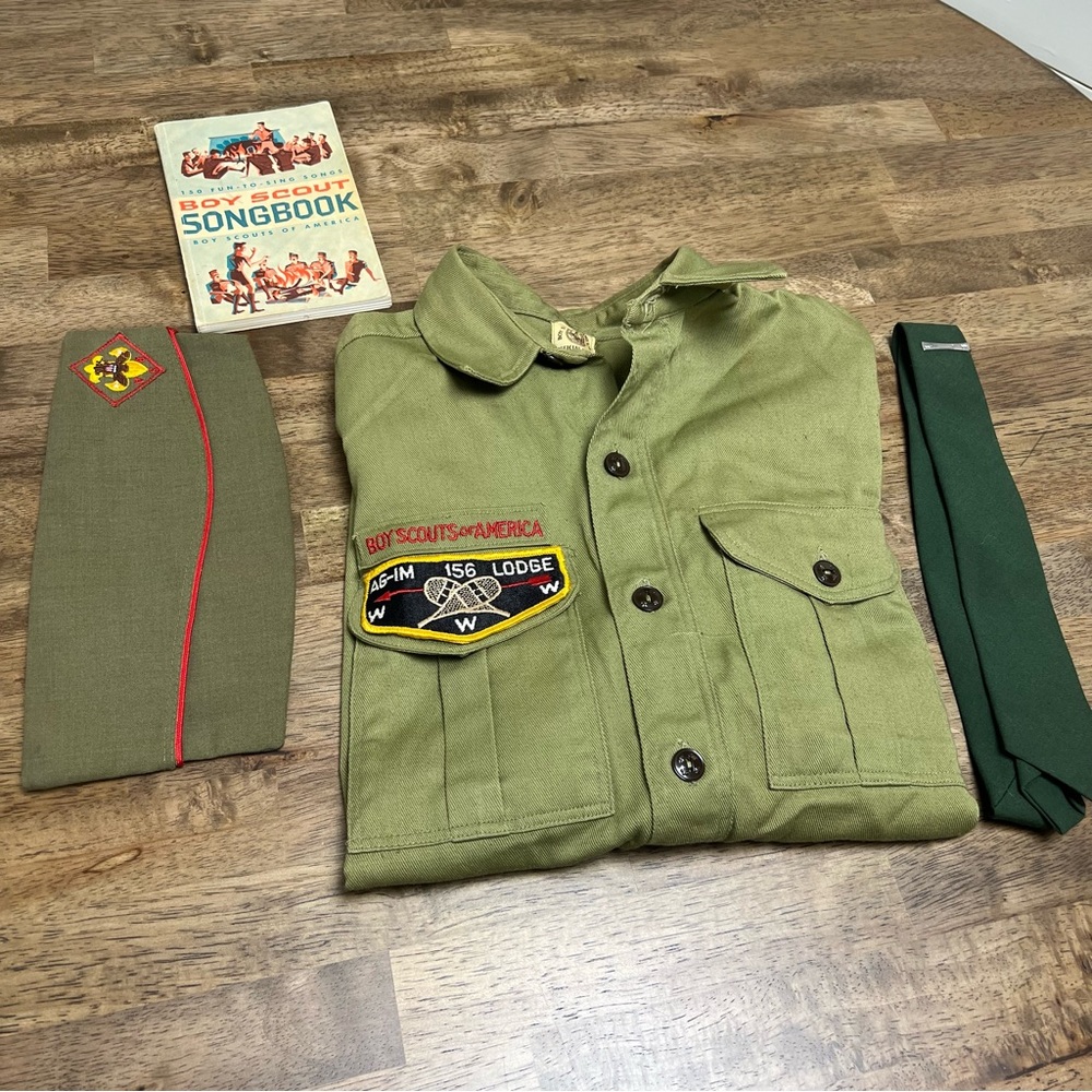 1960’s Boy Scout shirt, hat, tie  and accessories.